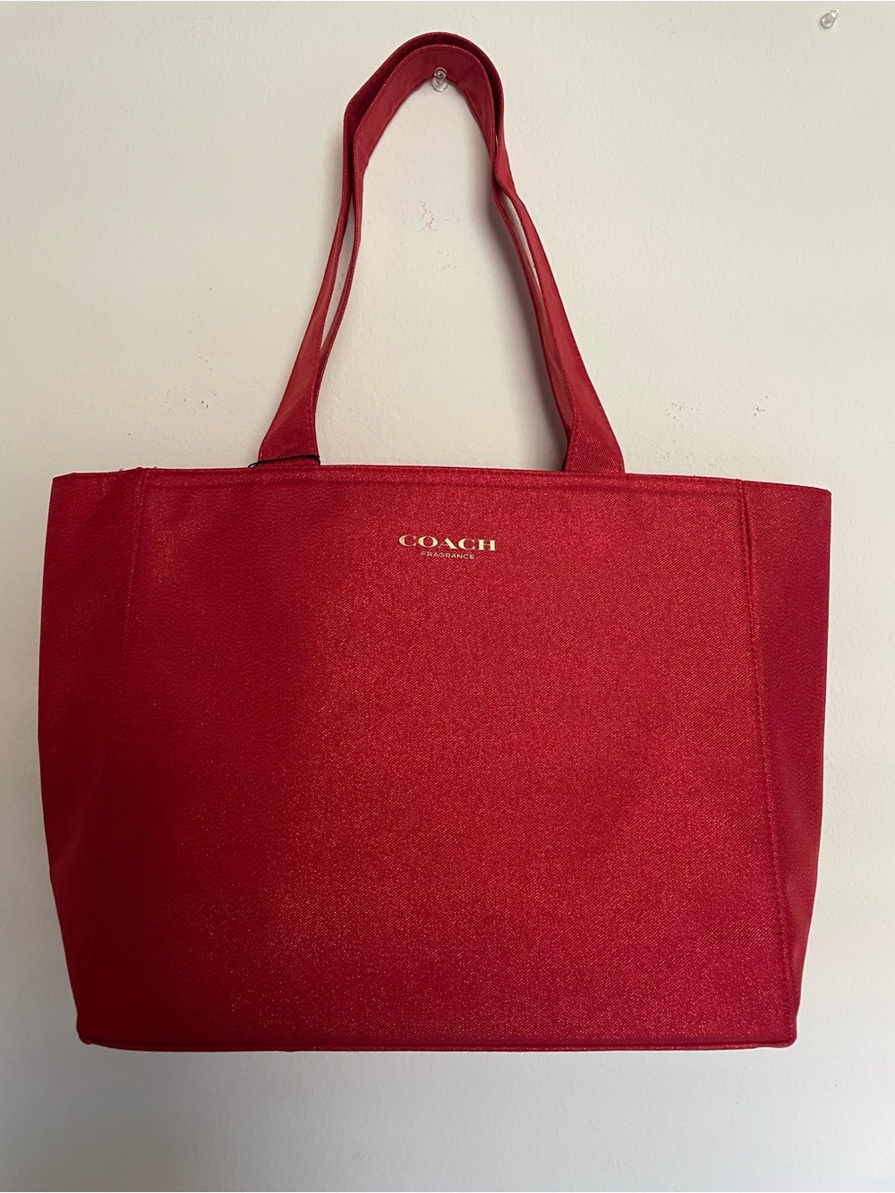 COACH Bright Red Tote shimmer with Logo bag shoulder